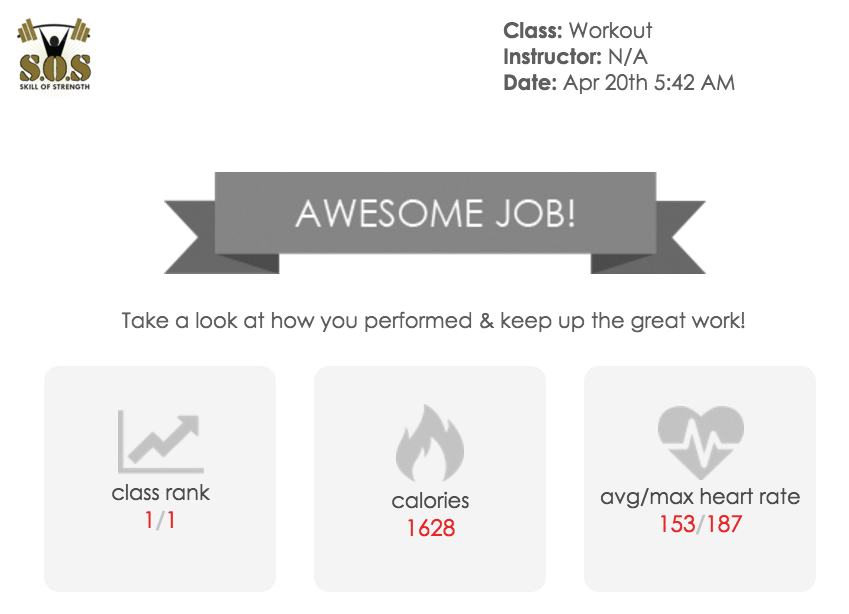Post Class Email with Calorie Burn